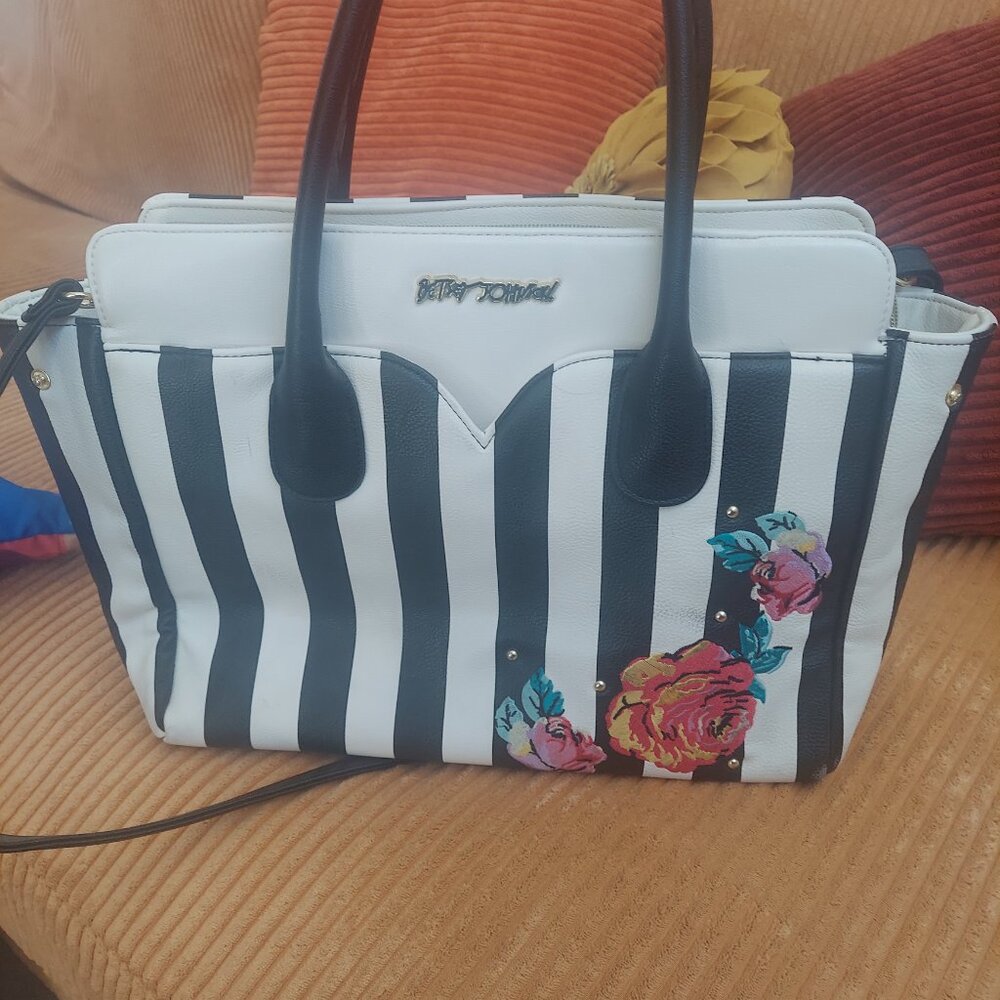 Large Betsy Johnson handbag with matching cosmetic bag